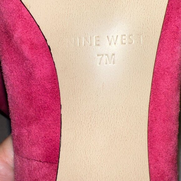 Nine West Pink Suede High Crystals Embellished Heels - Picture 4 of 10